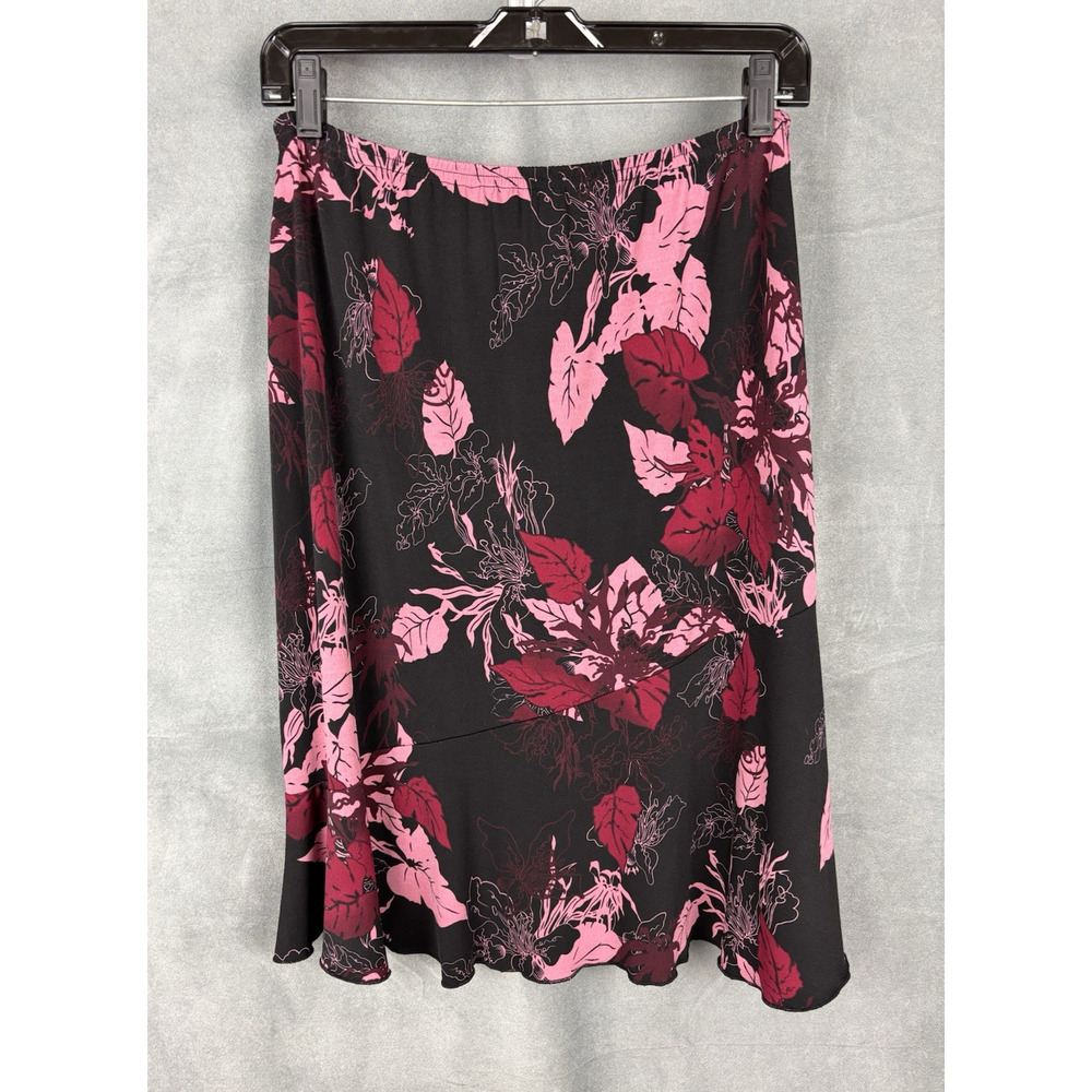 VTG Claudia Richard Floral Skirt Womens L Black/Pink Fairy Grunge Dark Romantic